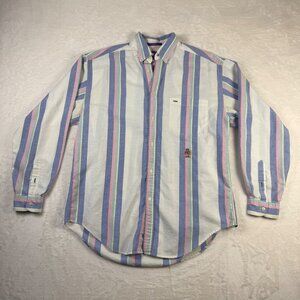 Tommy Hilfiger Pastel Striped Button Down Shirt Preppy 90s Oxford Mens Size M